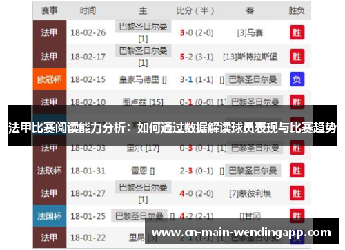 法甲比赛阅读能力分析:如何通过数据解读球员表现与比赛趋势 法甲比赛阅读能力分析:如何通过数据解读球员表现与比赛趋势